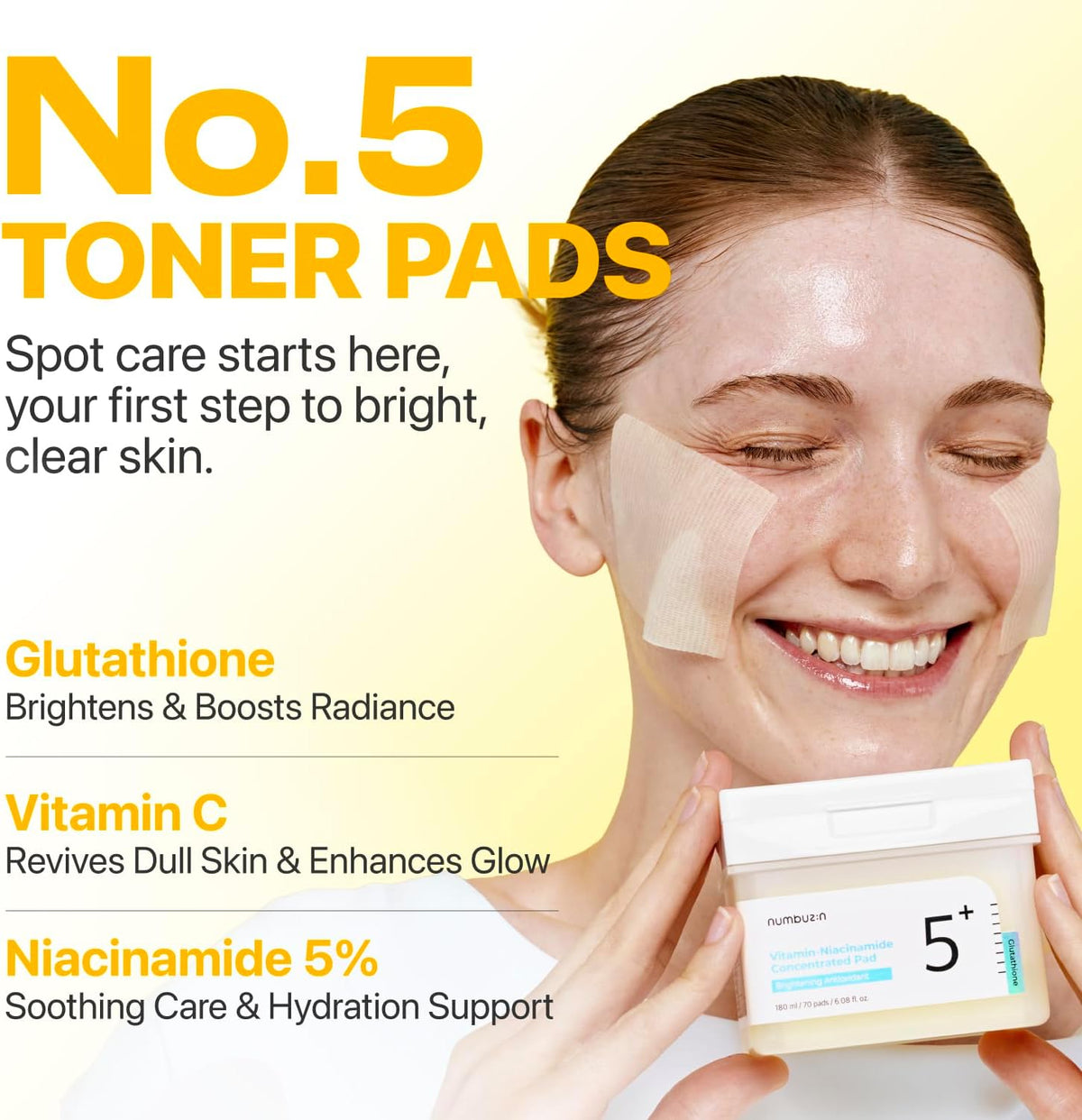 Numbuzin 5+ glutathione Vitamin- Concentrated Toner Pads 180 ml (70 pads)