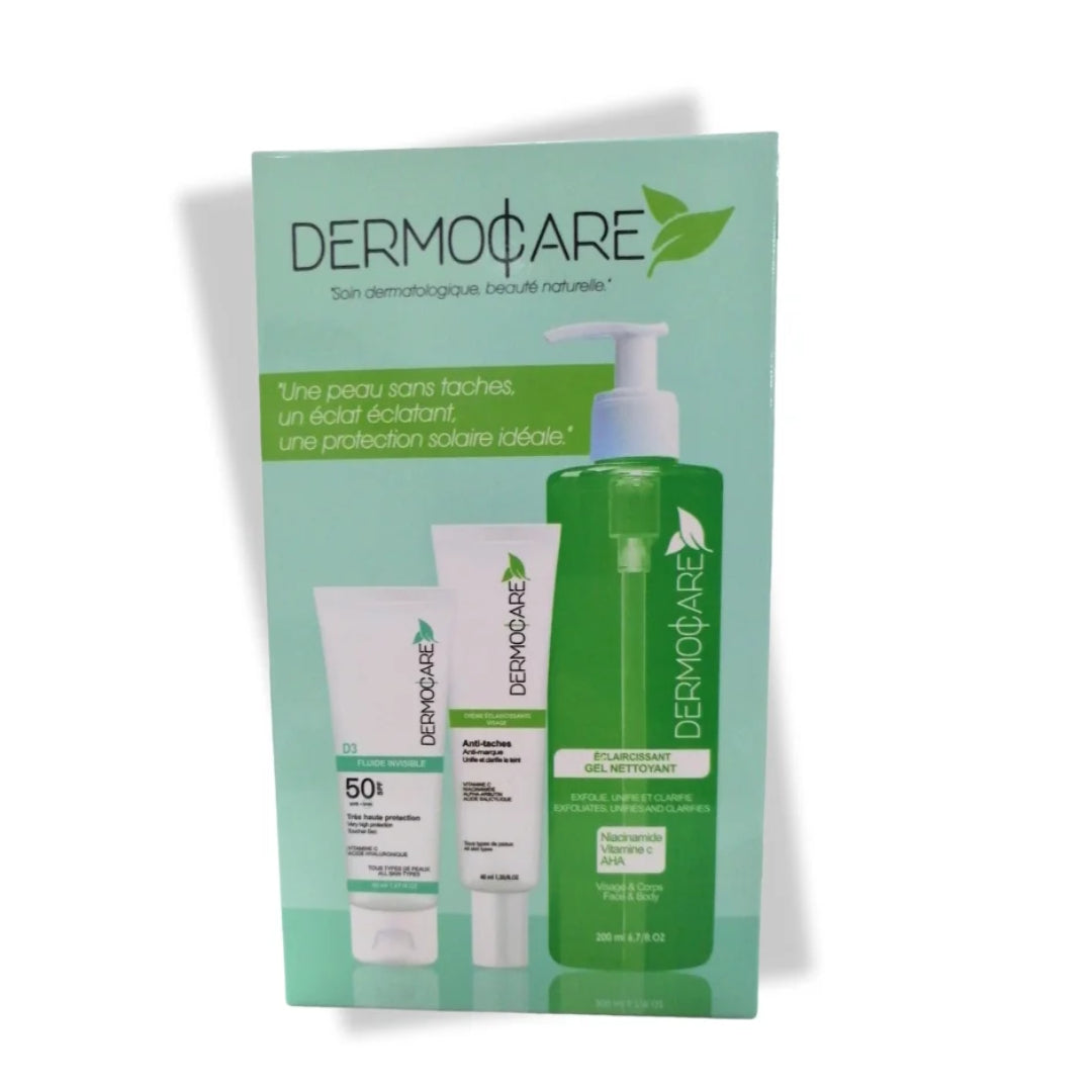 PACK Dermocare Ecran Fluide + Creme Eclaircissant + Gel Nettoyant