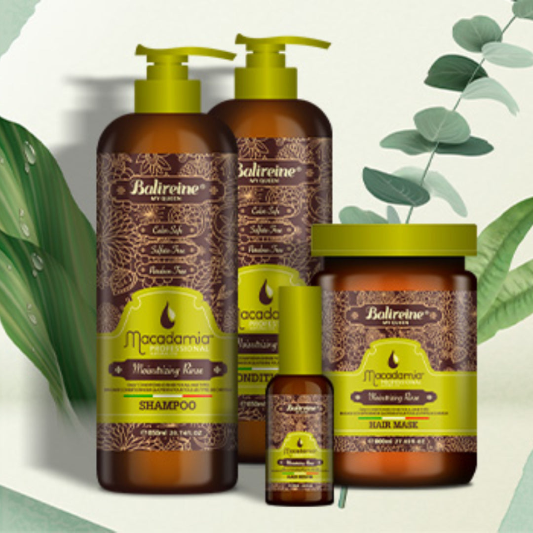 PACK Balireine MY QUEEN Macadamia(Shampooing 850ml+Conditionner 850ml + Masque 800ml +Sérum 50ml )
