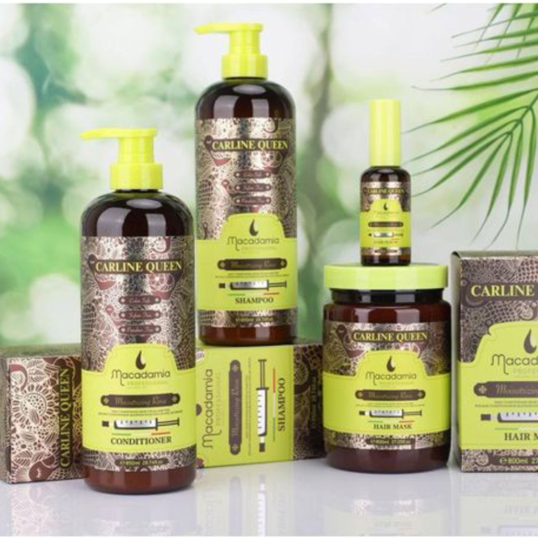PACK CARLINE QUEEN Macadamia (Shampooing 850ml+Conditionner 850ml + Masque 800ml [Sérum 50ml GRATUIT])