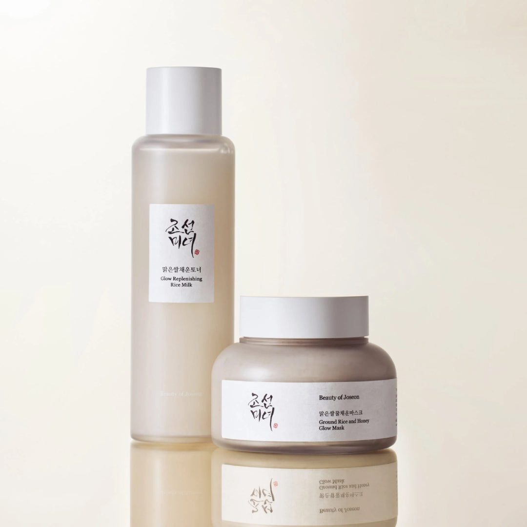 Pack Complet Beauty of Joseon – ( Glow Replenishing Rice Milk + Glow Mask Rice & Honey +Relief Sun (Rice + Probiotics, SPF50+ PA++++) + ( Propolis + Niacinamide Serum ))