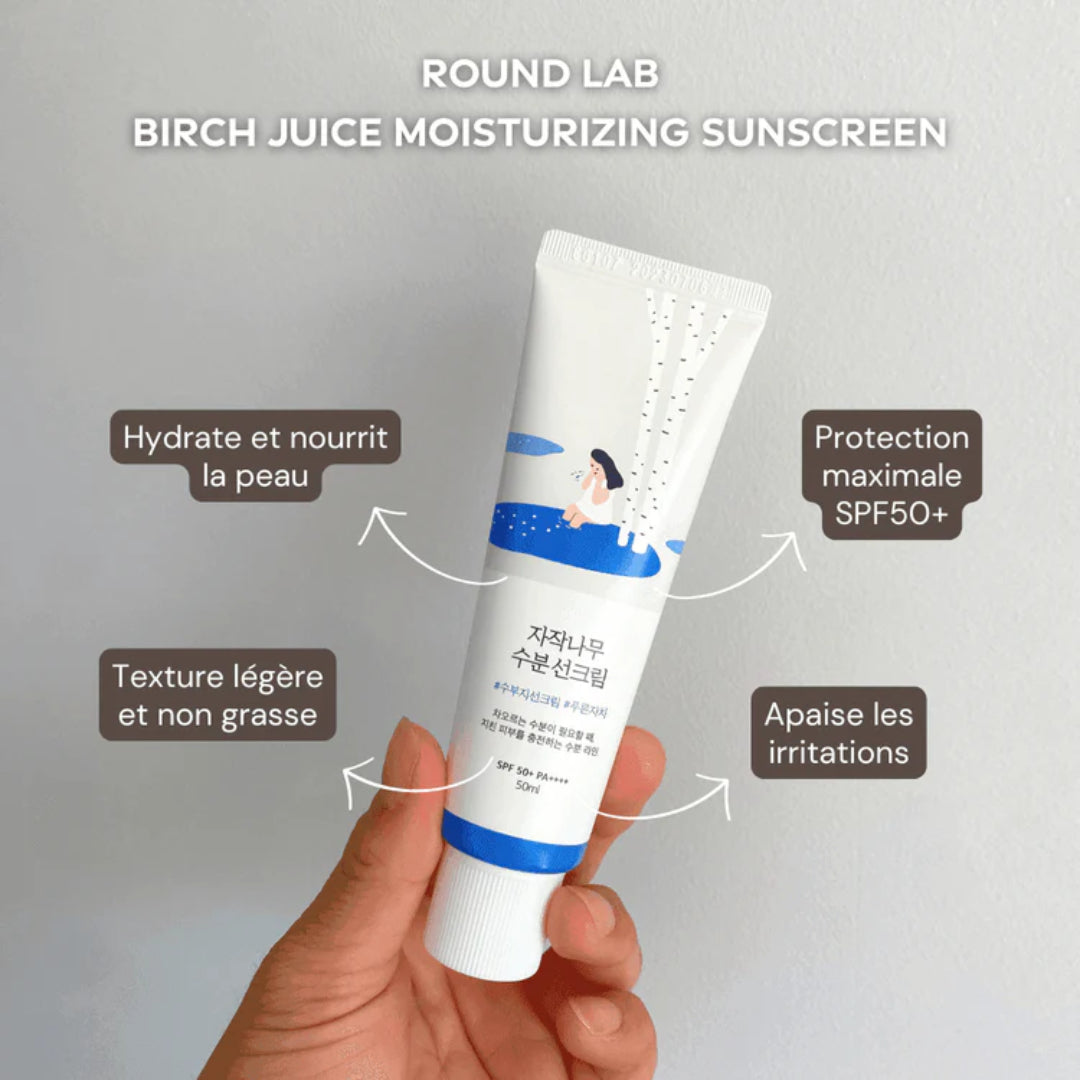 ROUND LAB – Crème solaire Hydratante Birch Juice SPF50+ – 50ml