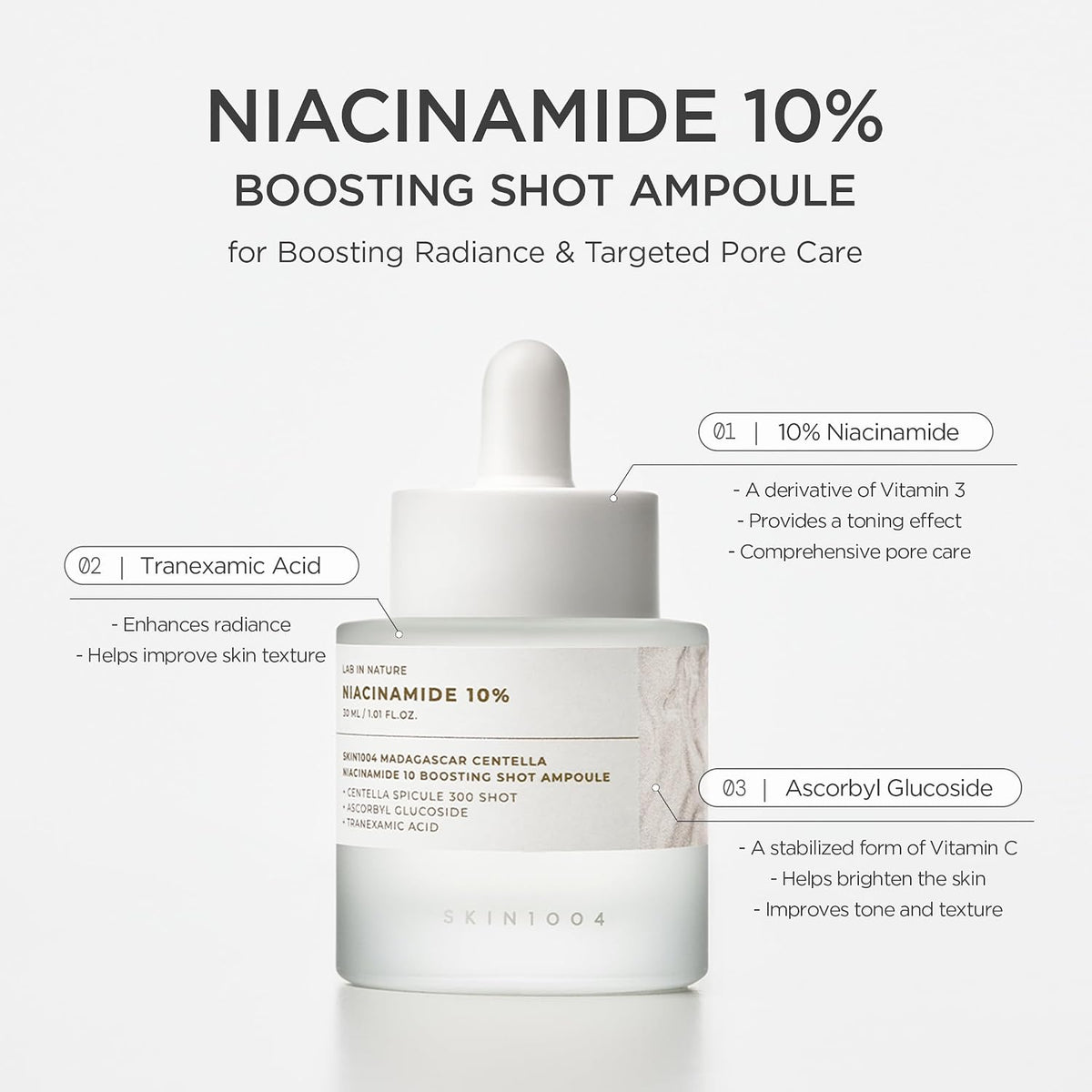 SKIN1004 Madagascar Centella Niacinamide 10% Boosting Shot Ampoule - 30ml
