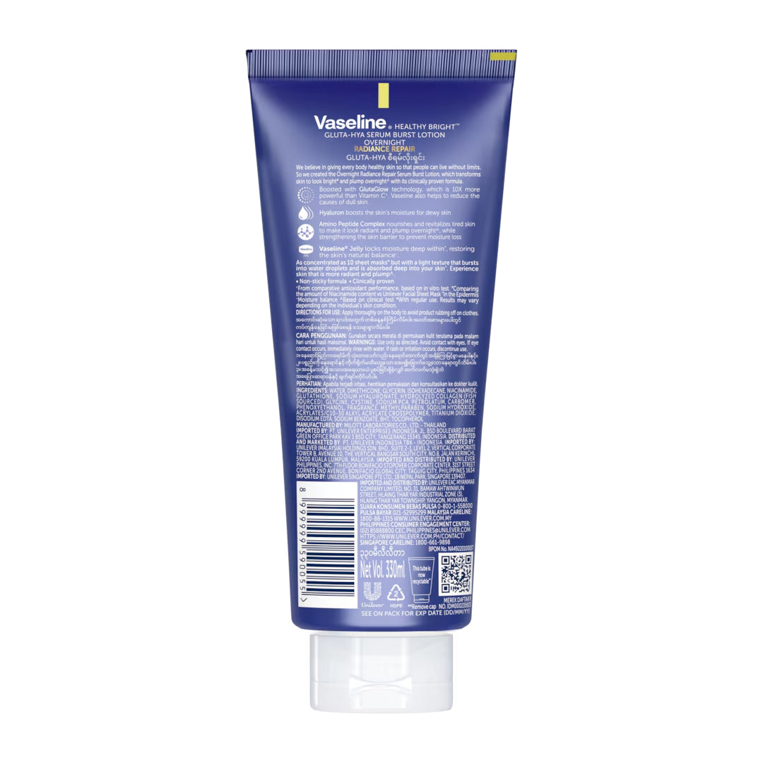 Vaseline - Healthy Bright Gluta-Hya Serum Burst Lotion - Overnight Radiance Repair