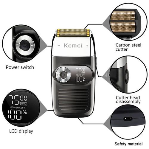KEMEIKM-2026 - Rasoir électrique professionnel pour hommes, conçu pour les cheveux, la barbe et le rasage des têtes chauves.