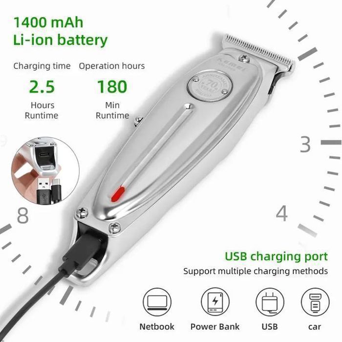 Kemei KM-1949 Tondeuse à Cheveux Homme de Charge Rapide, Coupeur Professionnel en Métal